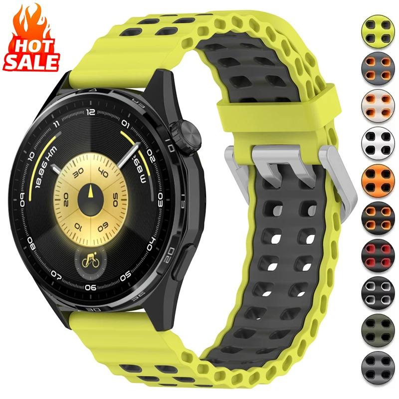 Фото Силиконовый ремешок 18 мм, 20 мм, 22 мм, 24 мм для Huawei Watch GT6, GT5 46 мм, спортивный браслет для Samsung Galaxy Watch, ремешок для часов Garmin №1