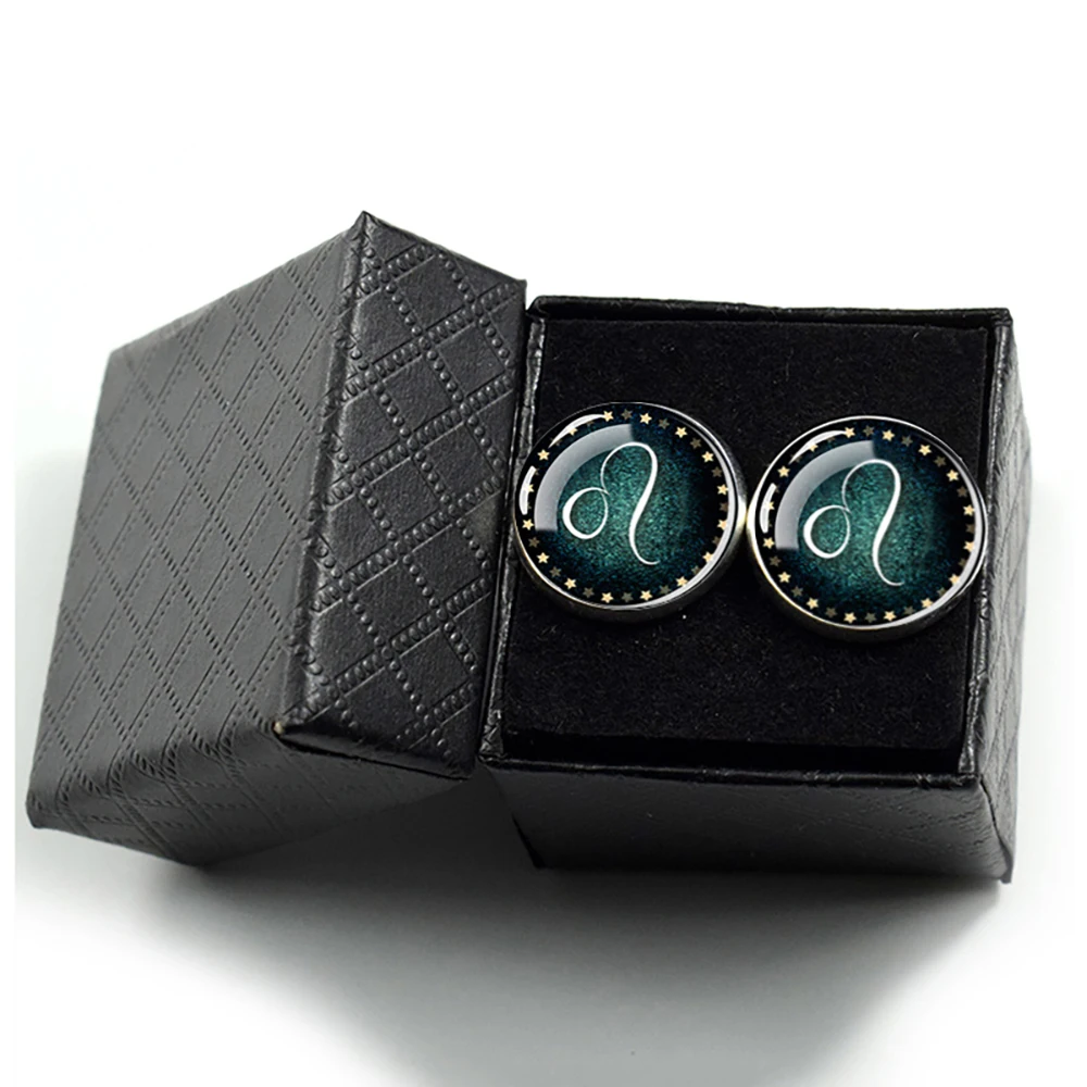 Запонки 12 созвездий для мужчин роскошные запонки со стеклянным куполом и знаками