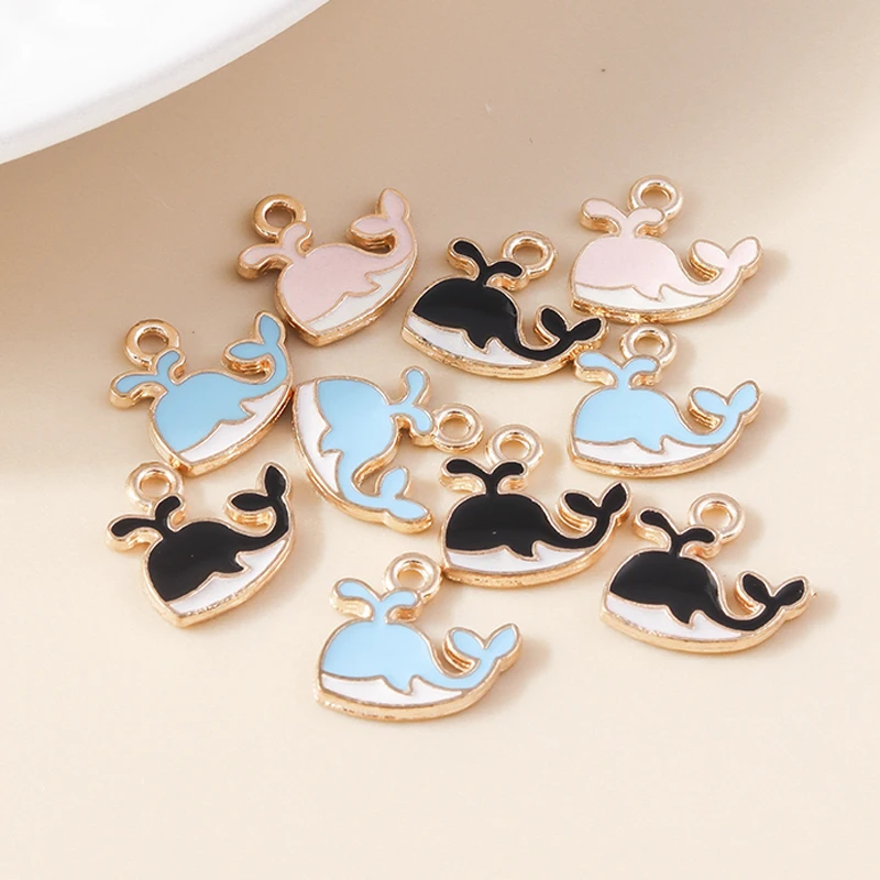 

10pcs/lot 14*12mm Enamel 3 Color Whale Charms for Earrings Necklaces Pendants Cute Animal Charms DIY Jewelry Making Accessories