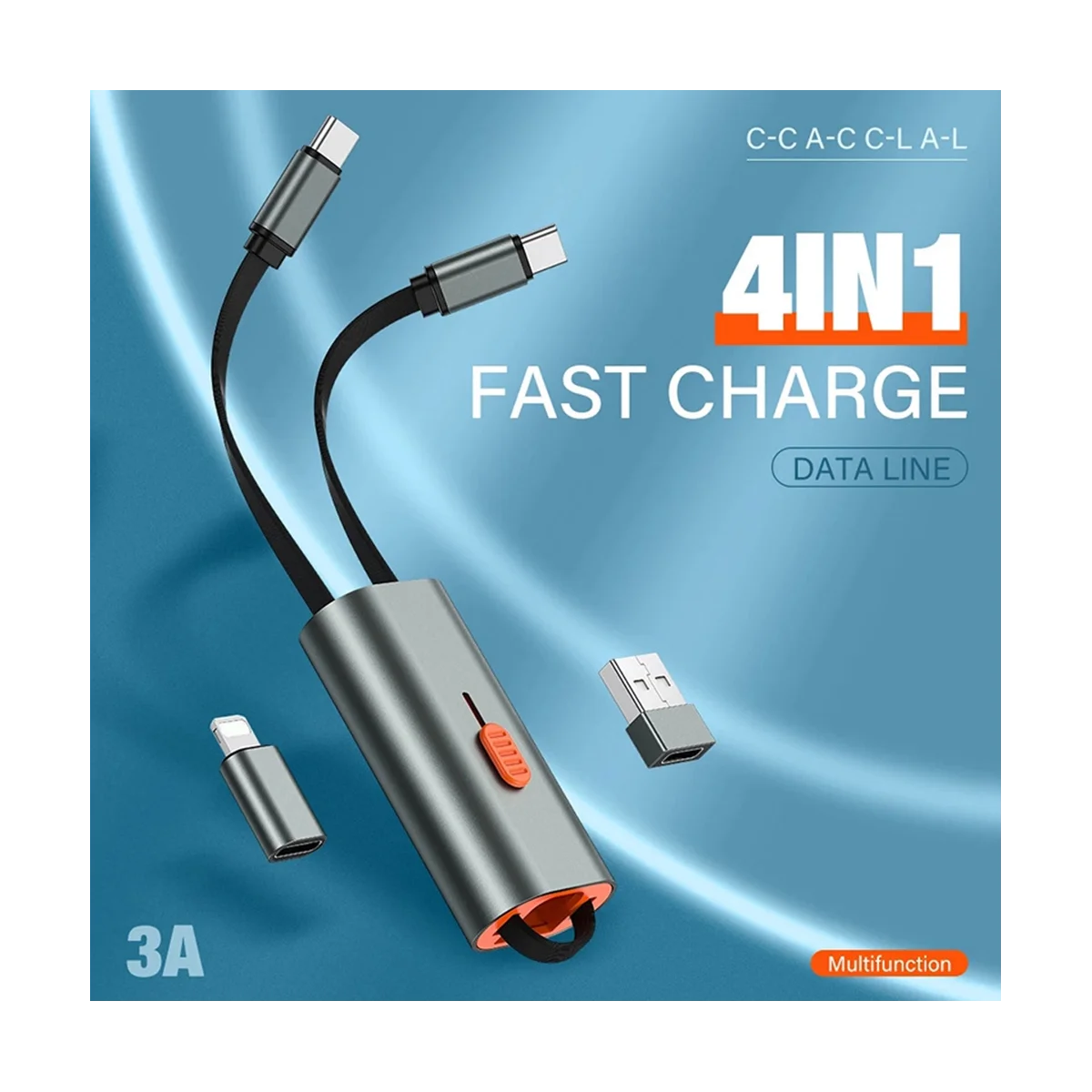 

3 in 1 Fast Charging 60W Mobile Phone Charging Cable Type C OTG Adapter for MacBook Pro Huawei for Samsung