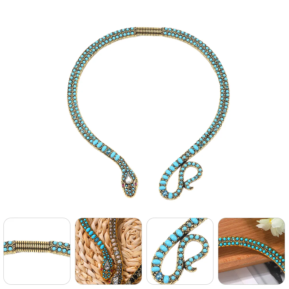 

Diamond Snake Necklace Punk Jewelry Cuff Clavicle Chain Rhinestones Decoration Animal Miss