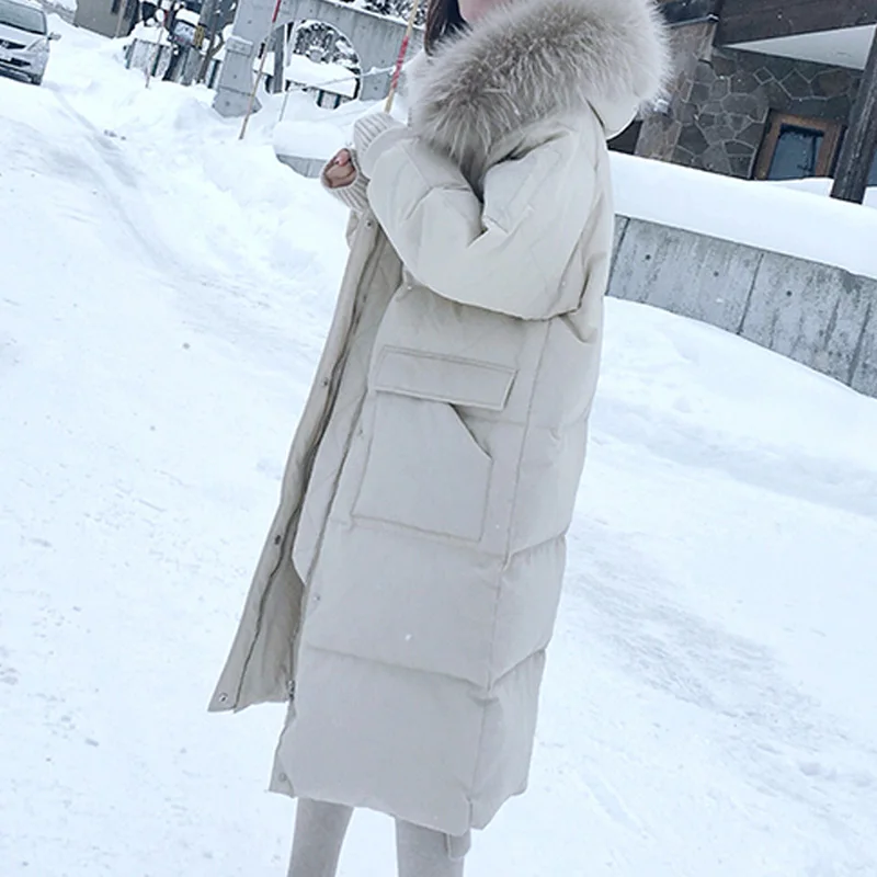 2022 new winter women's thickened long coat casual loose furry hooded solid thick warm snow coat lengthened fashion trend coat