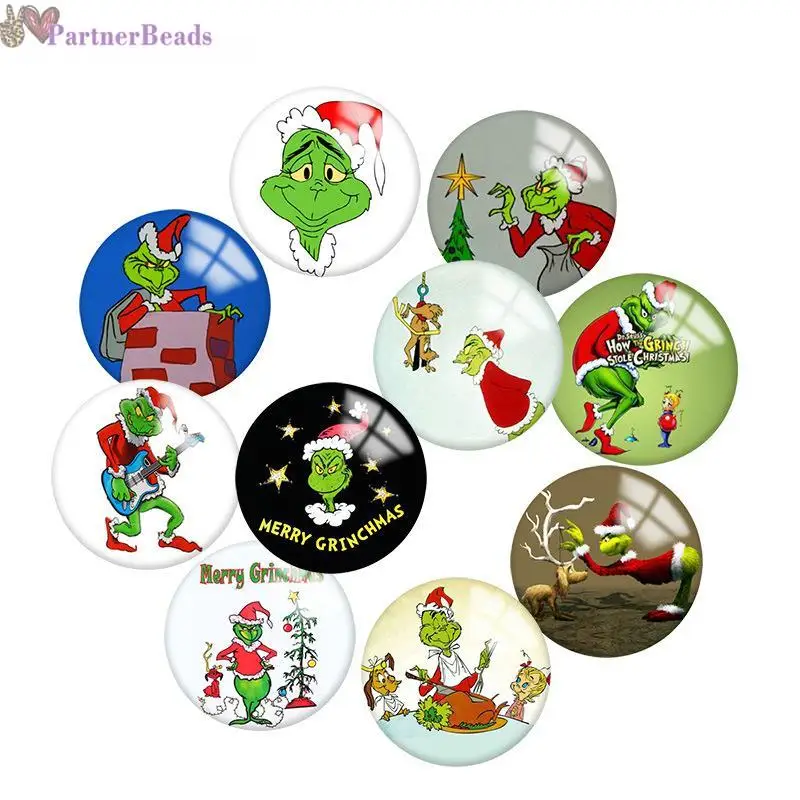

Christmas green Round Photo Glass Cabochon Demo Flat Back Making Findings 20mm Snap Button N2171