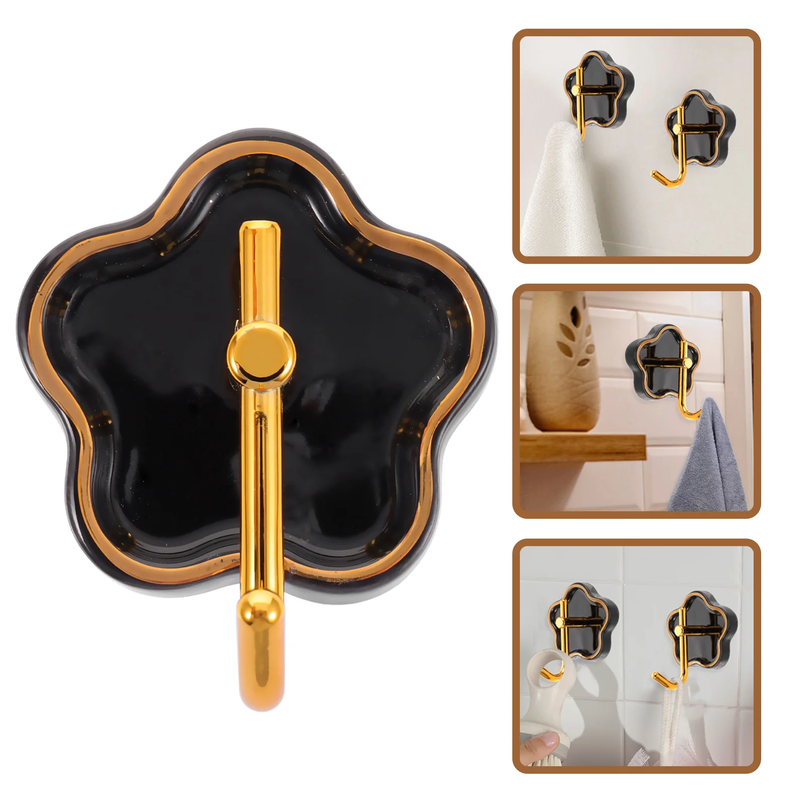 

Hooks Hook Wall Flower Hanger Key Coat Hat Kitchen Hanging Ceramic Towel Holder Decorative Cartoon Vintage Adhesive Clothes