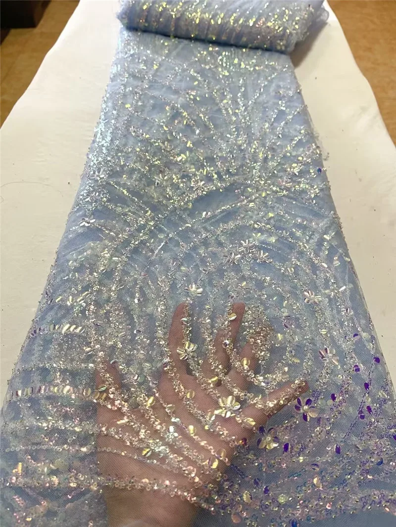 

New African Tulle Lace Fabric With Sequins Nigerian Net French Mesh Material Tissu Africain En Dentelle For Mariage Dress JN1