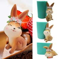 2022 new easter rabbit fondant silicone mold bunny cake decorating tools chocolate cookies baking mould diy clay epoxy mold