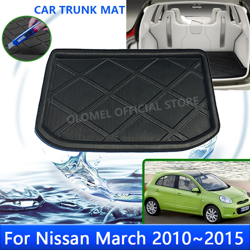 

Автомобильный поднос для Nissan March K13 2010 2012 2013 2014 2015 Micra, задний багажник, багажник, Водонепроницаемая подкладка, коврик, напольный ковер, аксессуары