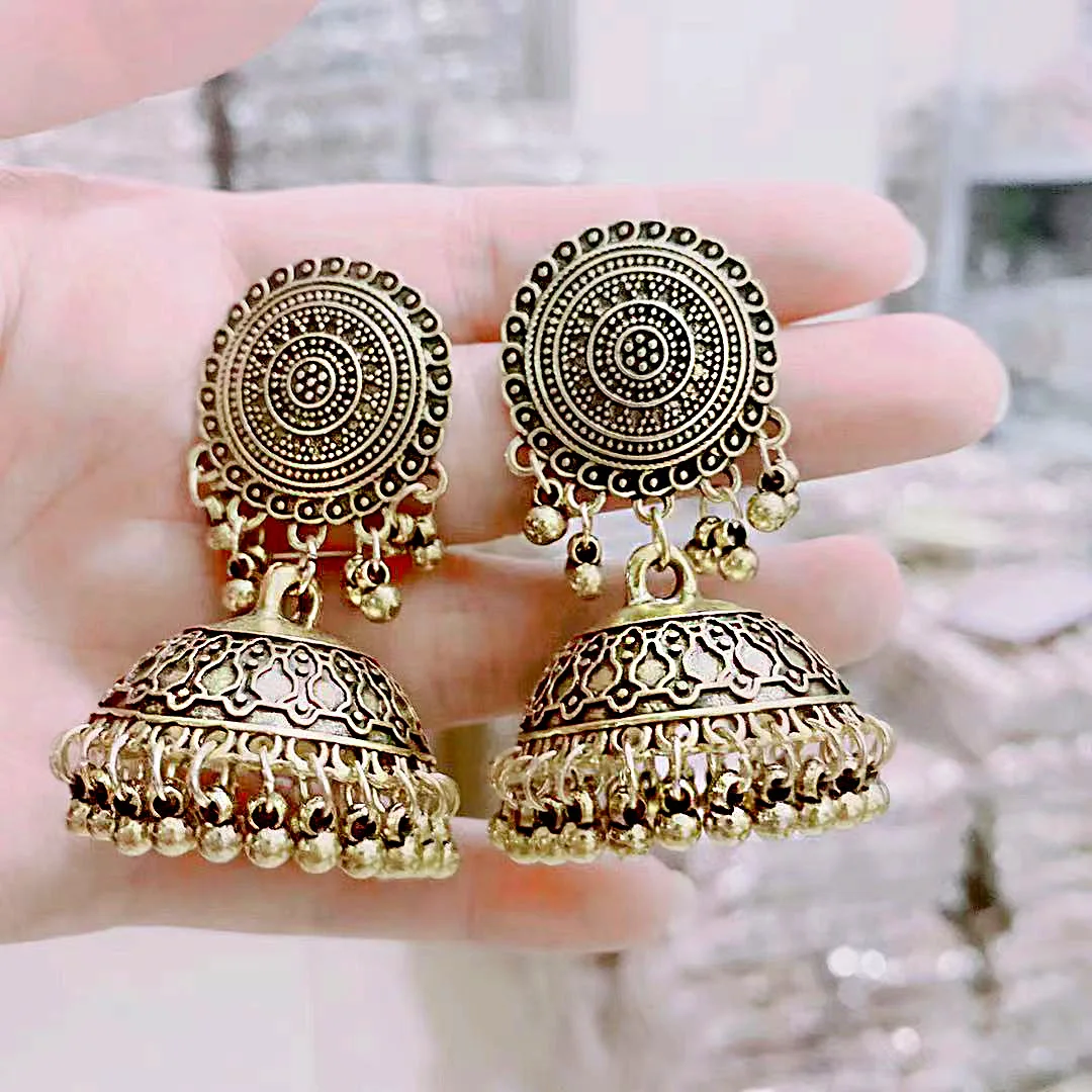 

Vintage Round Flower Bell Earrings For Women Accessories Bohemia Boho Jewelry Ear Decor Piercing 2023 Trendy Pendientes Mujer
