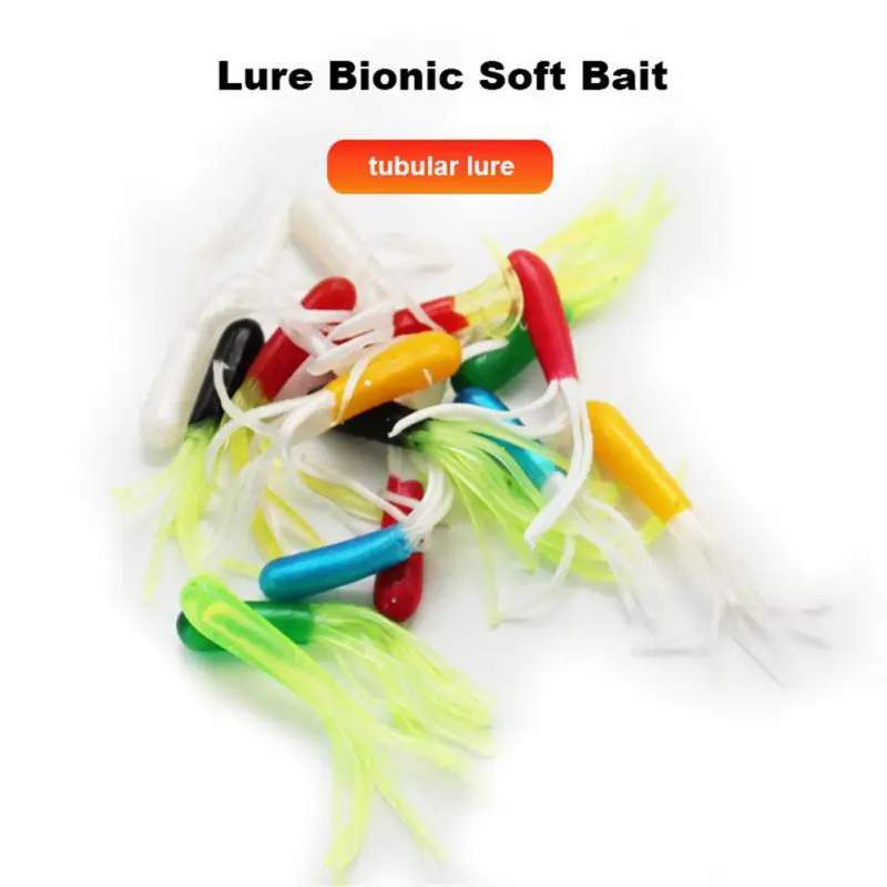 

Neutral Buoyancy Tubular Bait Fishing Silicone Colored Silk Tail Soft Bait Long-distance Throwing Ability Soft Plastic 100pcs