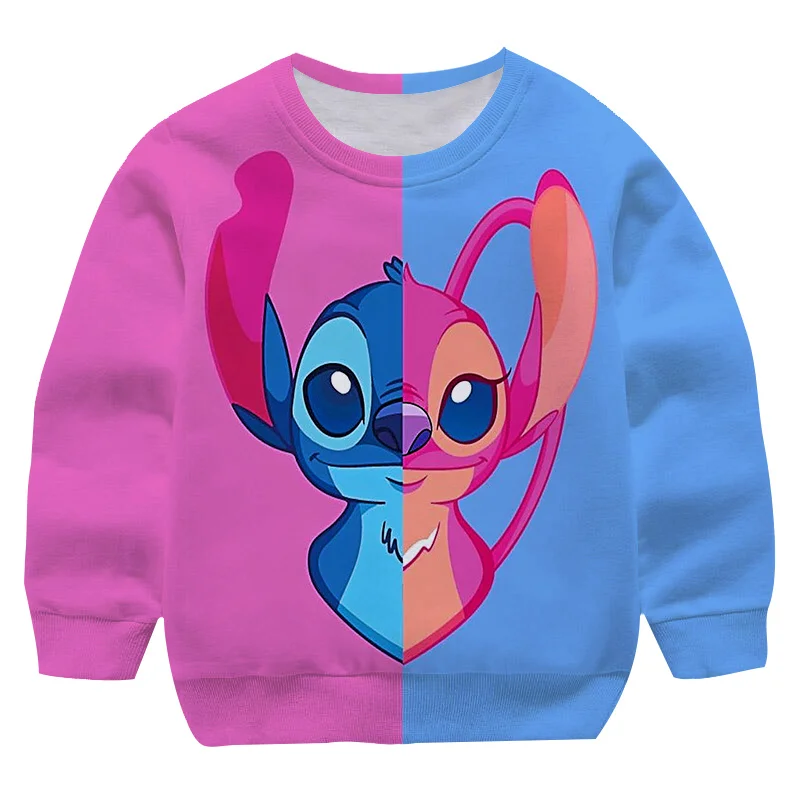 

2022 New Boy Girl Stitch Sweatshirt Kids Spring Autumn Fashion Sweatshirts Children Stich Cartoon Casual Long Sleeve O-neck Top