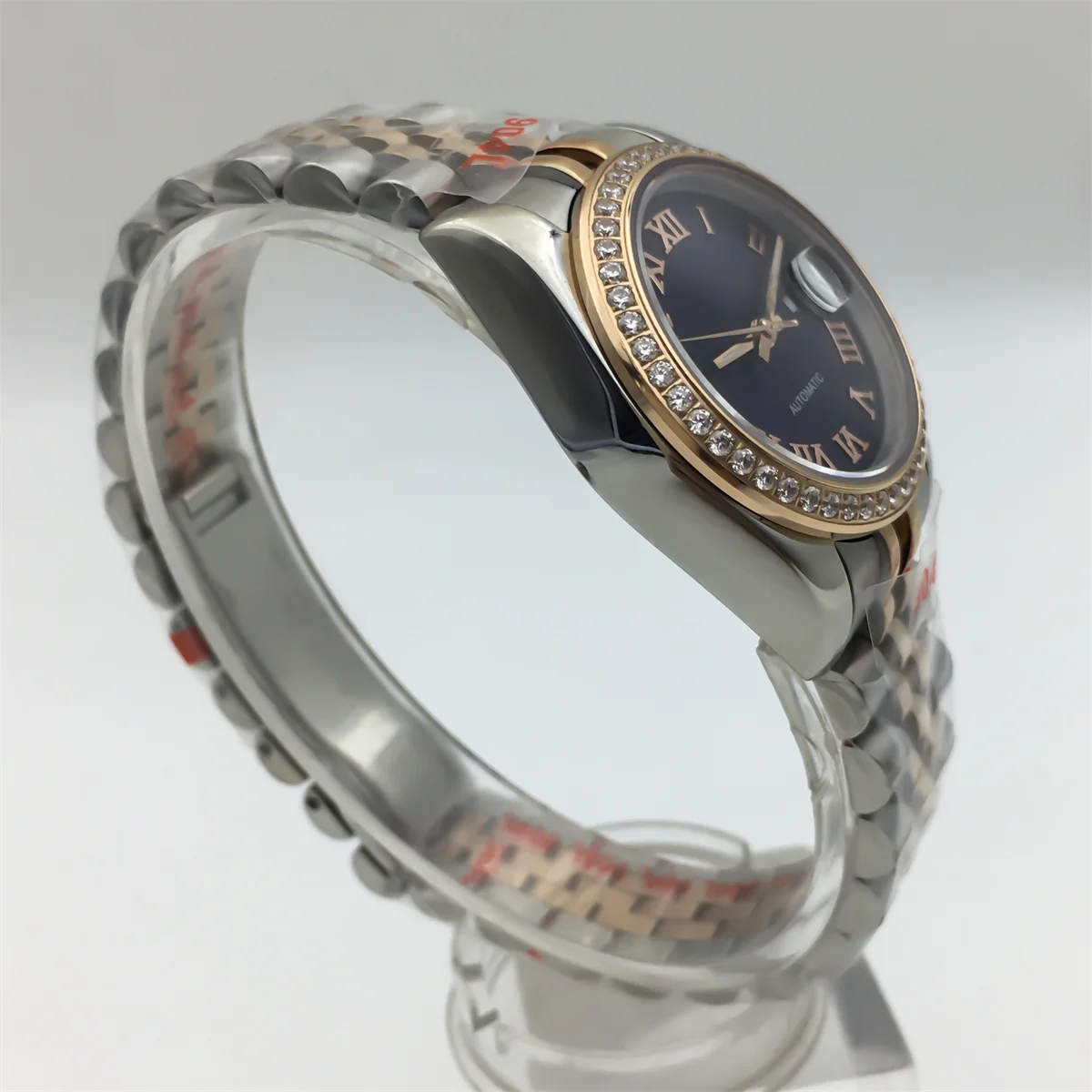 BLIGER 31 мм двухцветные женские часы из розового золота NH05 с сапфировым стеклом Sunburst