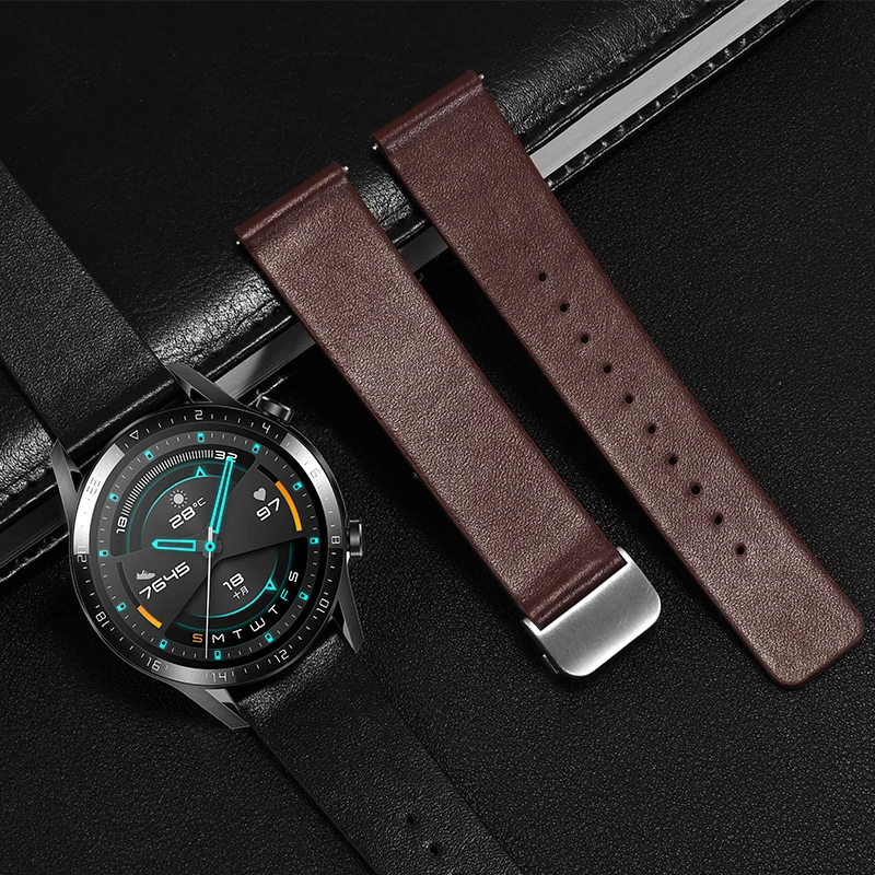 Leather Strap ADAPTS Honor 2 GT 2/3Pro Series Smart Sports Ultra-thin Cowhide Watchband 20/22mm