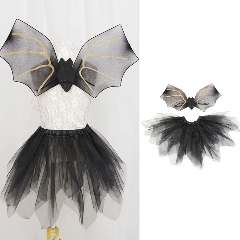 

Готический черный костюм летучая мышь крылья Хэллоуин костюм летучая мышь черная юбка-пачка платье реквизит для косплея для вечеринки танц...