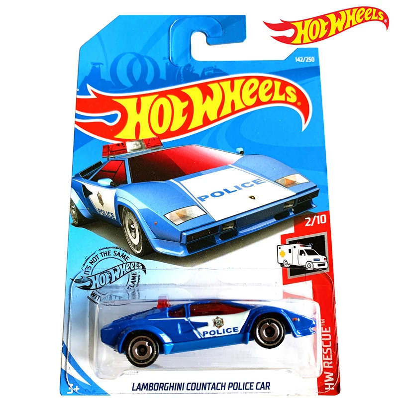 

Hot Wheels Automobile Series HW RESCUE LAMBORGHINI COUNTACH POLICE CAR 1/64 Metal Cast Model Collection Toy Vehicles