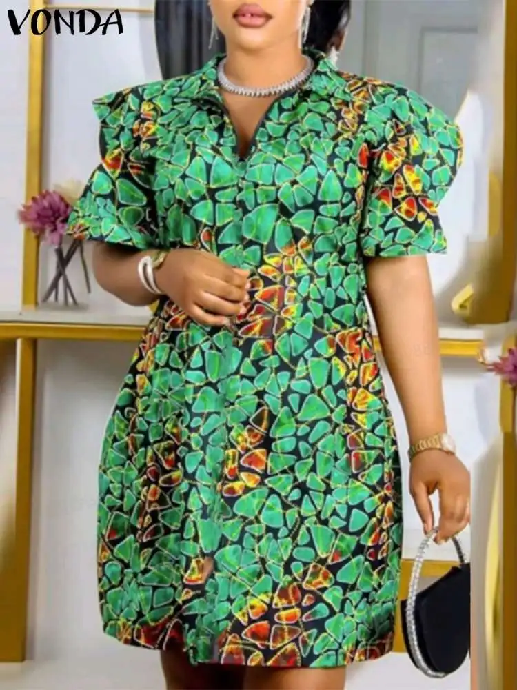 Женское богемное мини-платье VONDA летний короткий сарафан с цветочным принтом и