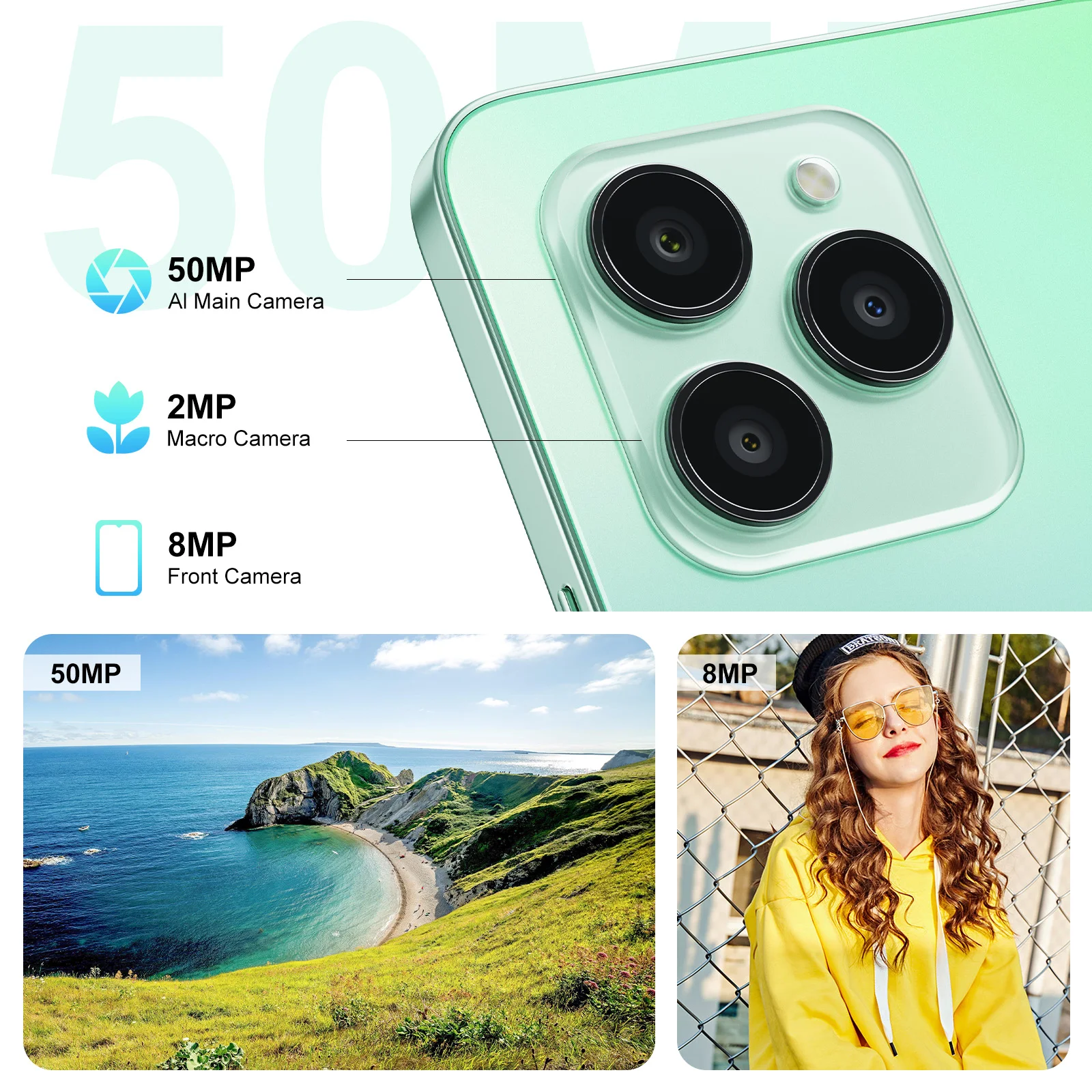 Фото Смартфон Fossibot S1 5G, аккумулятор 4900 мАч, 24 ГБ + 128 ГБ, мобильный телефон, основная камера 50 МП, 6,745 дюйма, HD + дисплей, Android 14 NFC-телефон №4