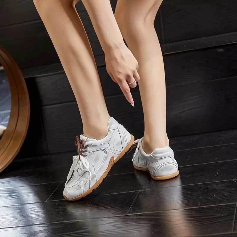 Женские немецкие тренировочные туфли из натуральной кожи новинка 2024 ретро