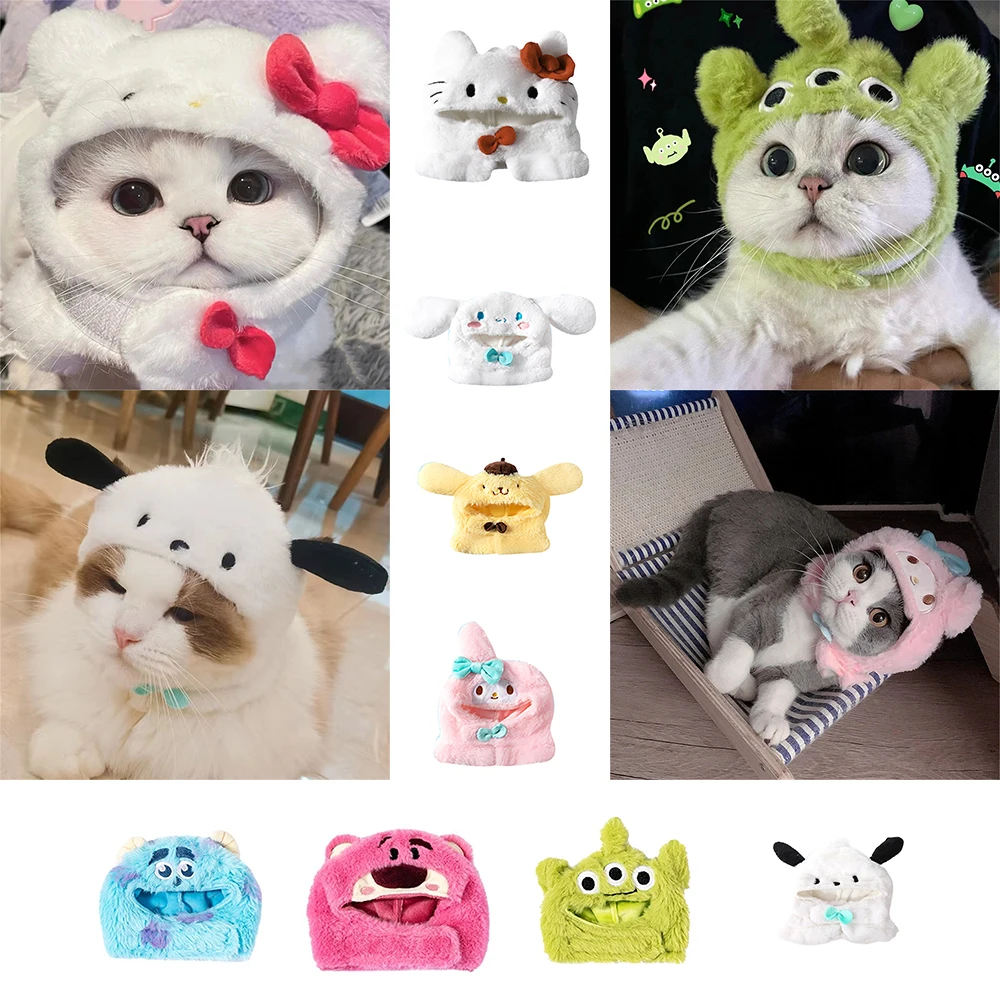 

Kawaii Sanrio Cat Hat Cute My Melody Cinnamoroll Pochacco Cartoon Decor Mini Party Cute Pet Plush Headgear Toys For Girls Gifts