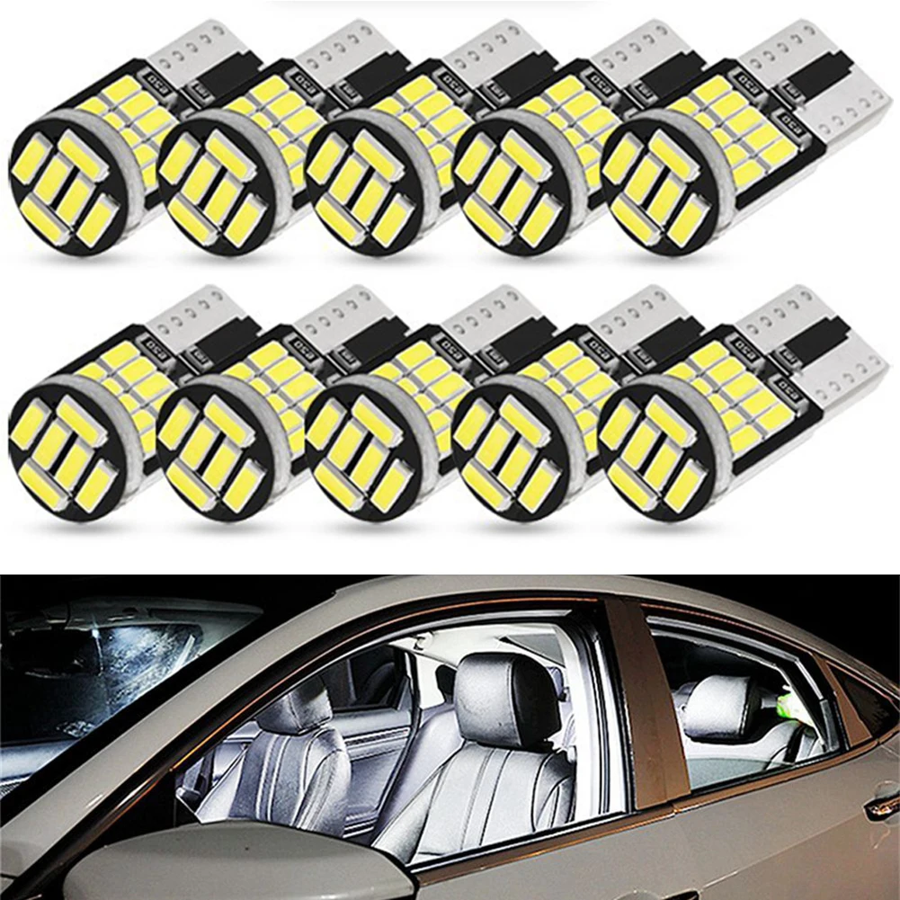 10 шт., W5W T10, автомобильная лампа высокой яркости для чтения, 10000 SMD, 6500 лм
