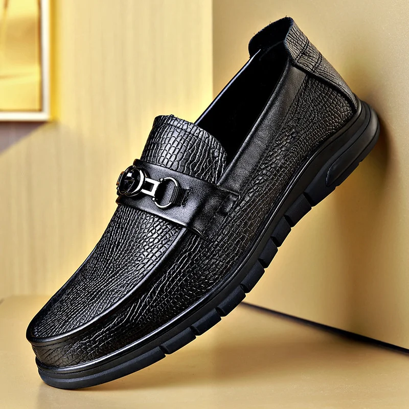 

Luxury brand genuine Doudou 2023 New Fashion Lazy People Slip on Casual for Driving Lefu Shoes Leather Soft soled Men's