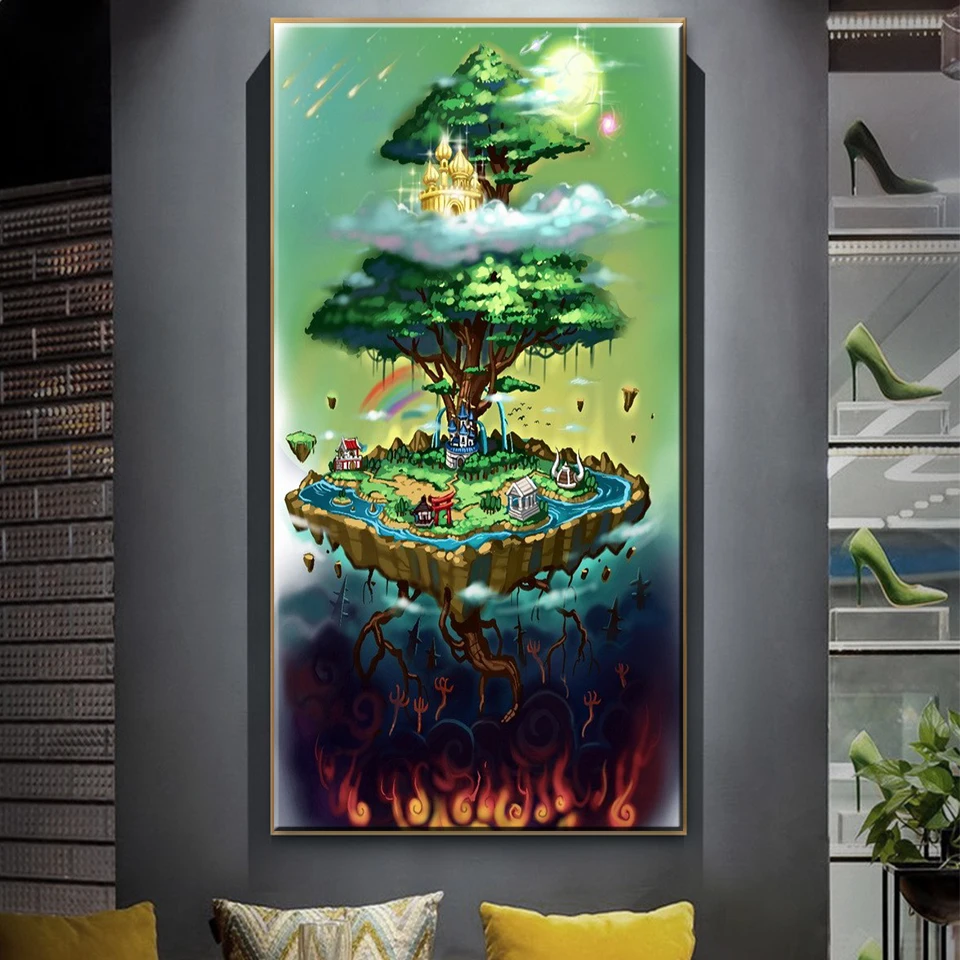 

Большая картина из страз "сделай сам", фантазия, зеленое дерево, фотография мозаики, вышивка крестиком, вышивка из страз, домашний декор