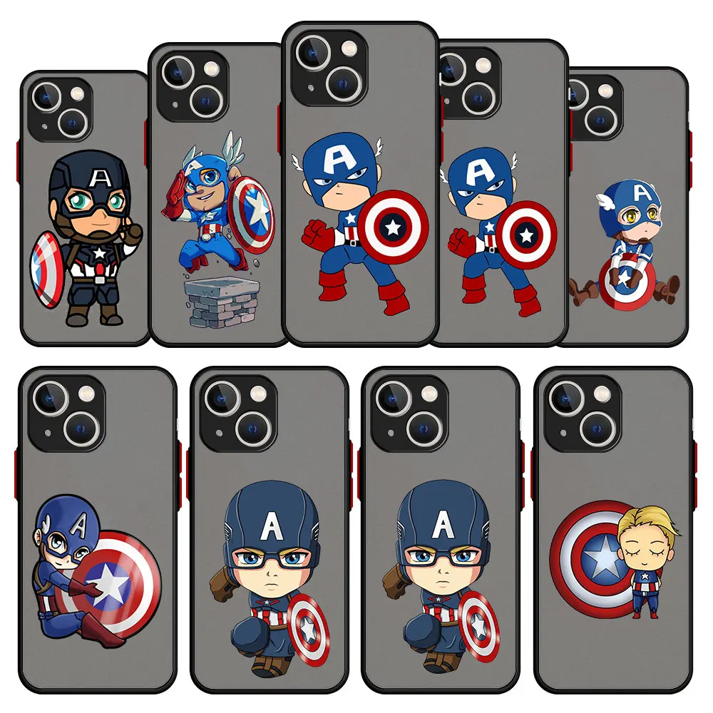 

For Apple iPhone 11 13 12 Pro Max Mini X XR XS Max 6 6S 7 8 Plus 5 5S SE(2020) Matte Phone Case Marvel Captain America
