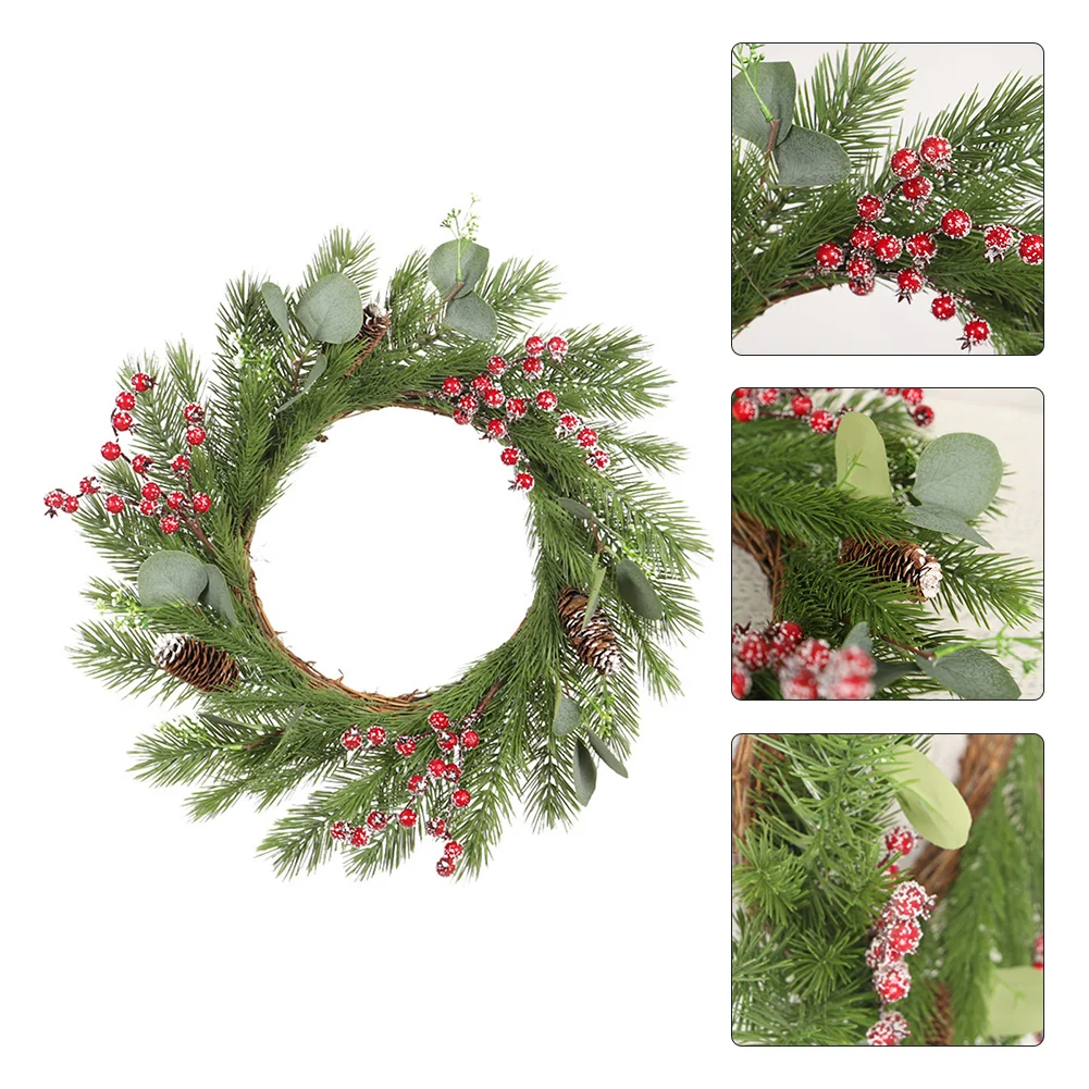 

High Quality Wreath Christmas Tree Decoration Artificial Rattan Foam Hanging Decor Realistic Unfading Vivid Color