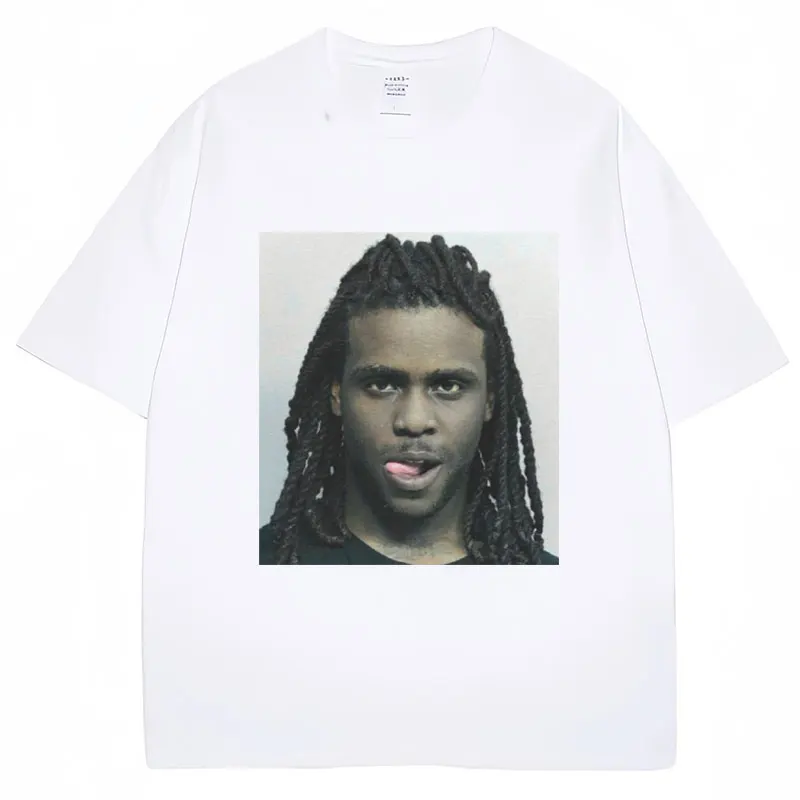 Фото Мужская футболка с принтом Rapper Chief Keef Mugshot, Мужская модная повседневная футболка с коротким рукавом, классные готические свободные хлопковые уличные футболки в стиле хип-хоп №4