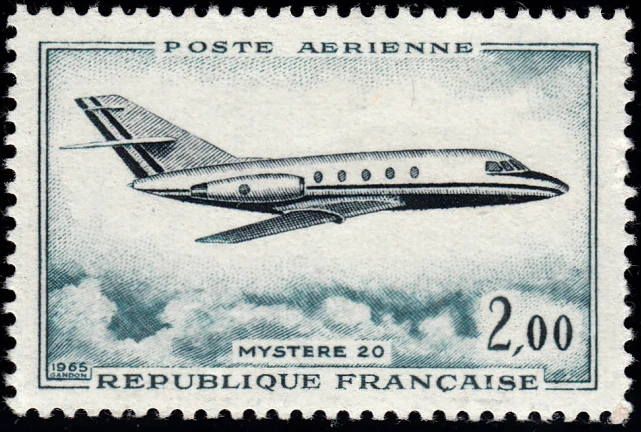 

1Pcs/Set New France Post Stamp 1965 Mysterious 20 Aircraft Engraving Postage Stamps MNH