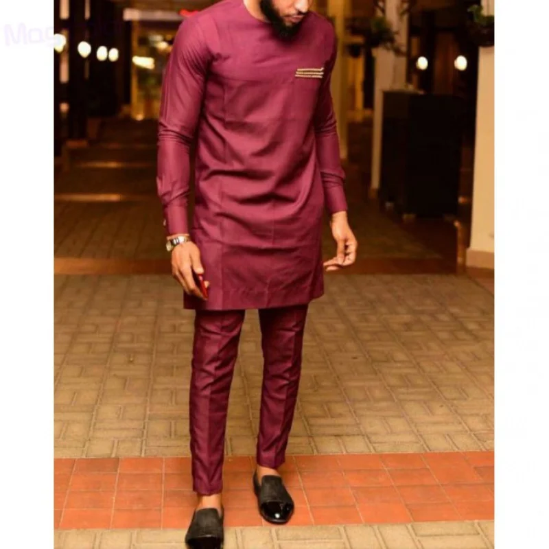 New Suit Suit Men's African Ethnic Style Casual Fashion Printing Shirt and Trousers 2 Piece Set