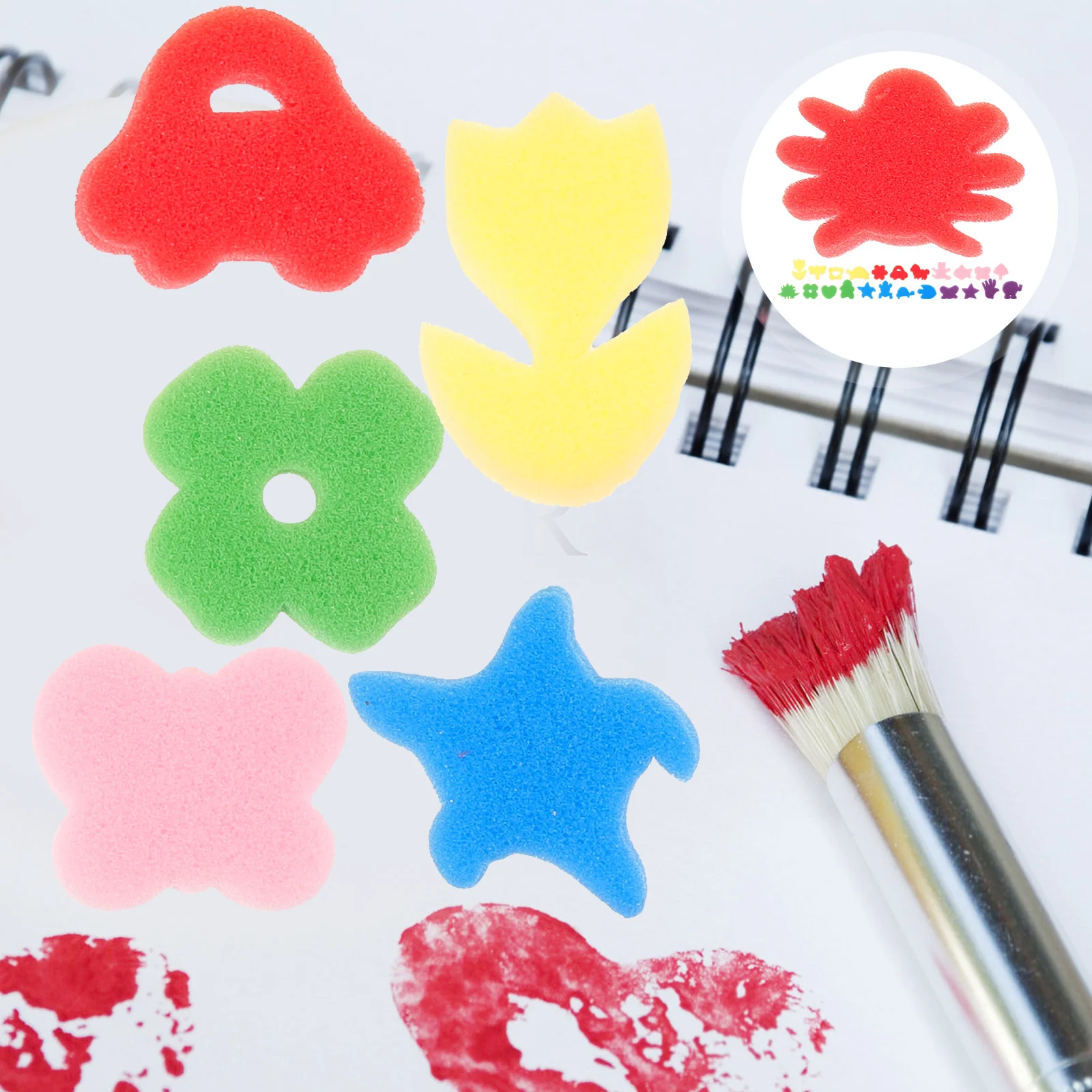 

24Pcs Sponge Painting Shapes Sponge Painting Set Colorful Sponge Painting Set for Toddlers Assorted Pattern ( )