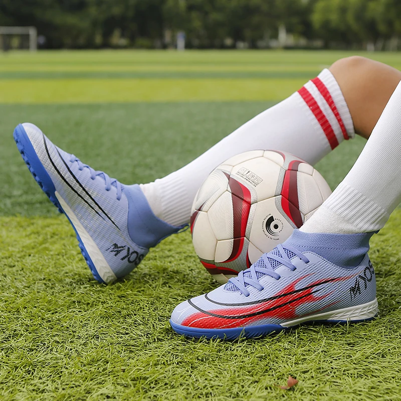 Men Soccer Shoes Society TF/FG High Nudity Athletic Cleats Football Boots Genuine Training Grass Kids Football Sneakers EUR35-46