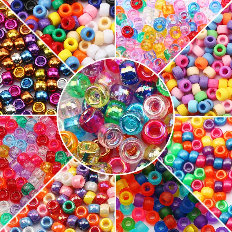 Акриловые бусины с отверстиями для плетения дредов 6x9 мм 100 шт