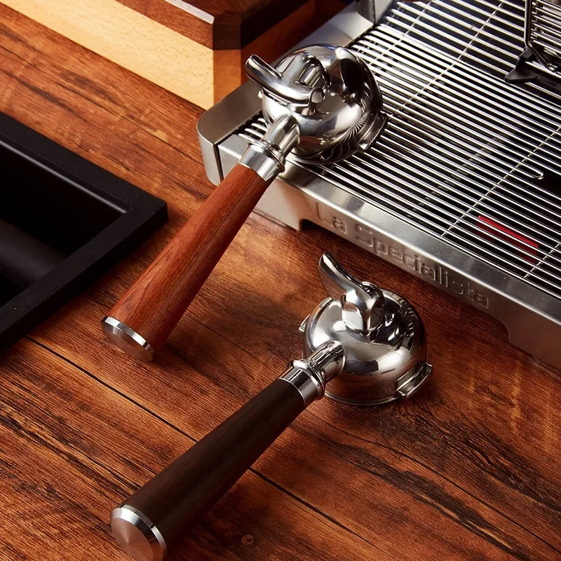 

Ручка из нержавеющей стали с двумя ушками и разрезом, 58 мм, E61, универсальная, 9 г, одна чашка, ручка для итальянской кофемашины из массива дерева