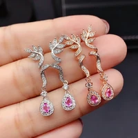 meibapj luxury sri lanka pink sapphire gemstone drop earrings real 925 silver fashion earrings fine charm jewelry for women