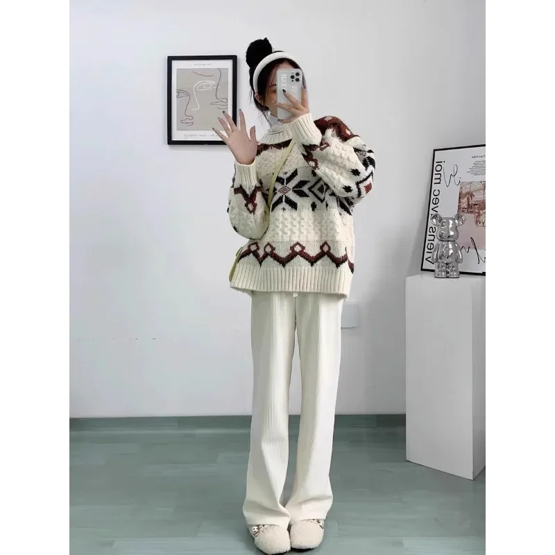 Повседневные свитера женские 2024 нежный стиль свитер с длинными рукавами зима