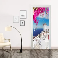 santorini flfk 3d bar entrance self adhesive door sticker photo pvc door durable wallpapers for living room bedroom home decor