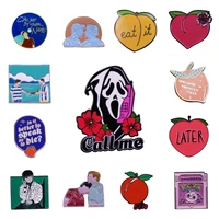 call me hard enamel pins collect scream ghost face metal cartoon brooch backpack collar lapel badges fashion jewelry gifts