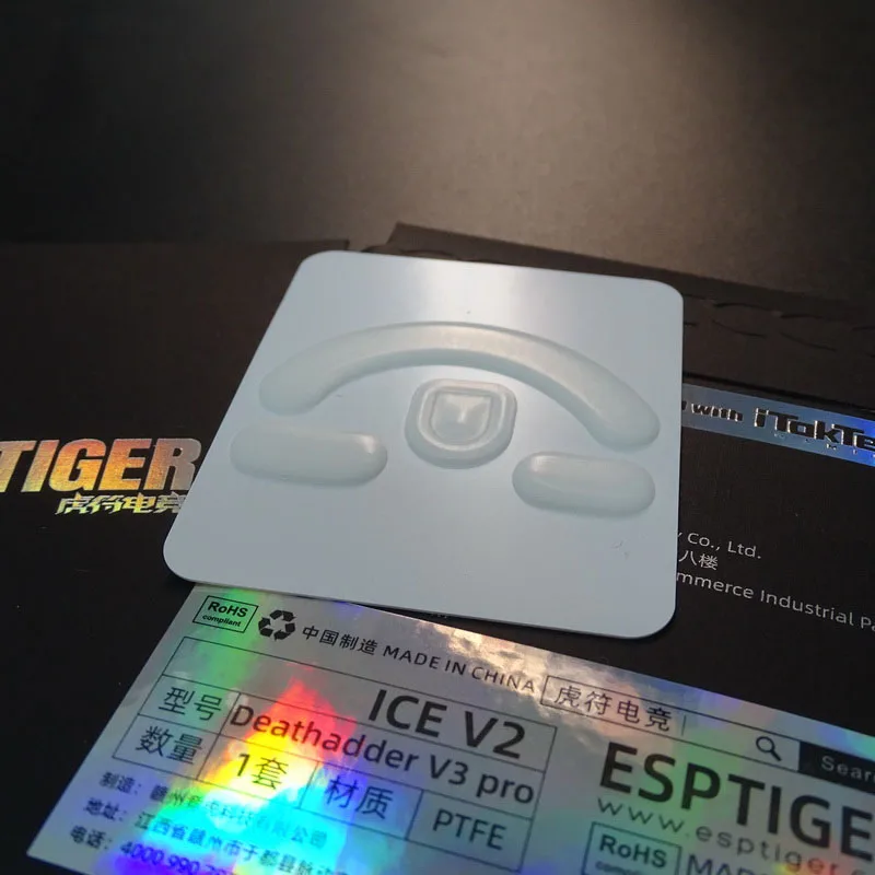 Фото Оригинальная игровая версия Esports Tiger ICE, коньки для мыши, ножки для мыши razer DeathAdder V3 Pro, белые скользящие края №1