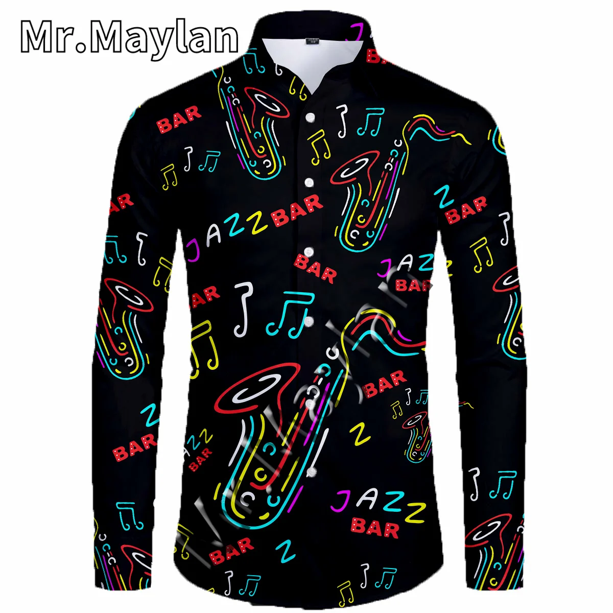 

Rock Music Jazz DJ Bar 3DPrint Beach Hawaiian Shirt Holiday Party Streetwear Long Sleeve Shirts Oversized 5XL Chemise Homme-82