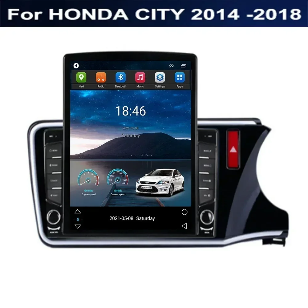 Для Tesla Style 2 Din Android13 Автомобильный радиоприемник для Honda City RHD2014-2018 Мультимедийный