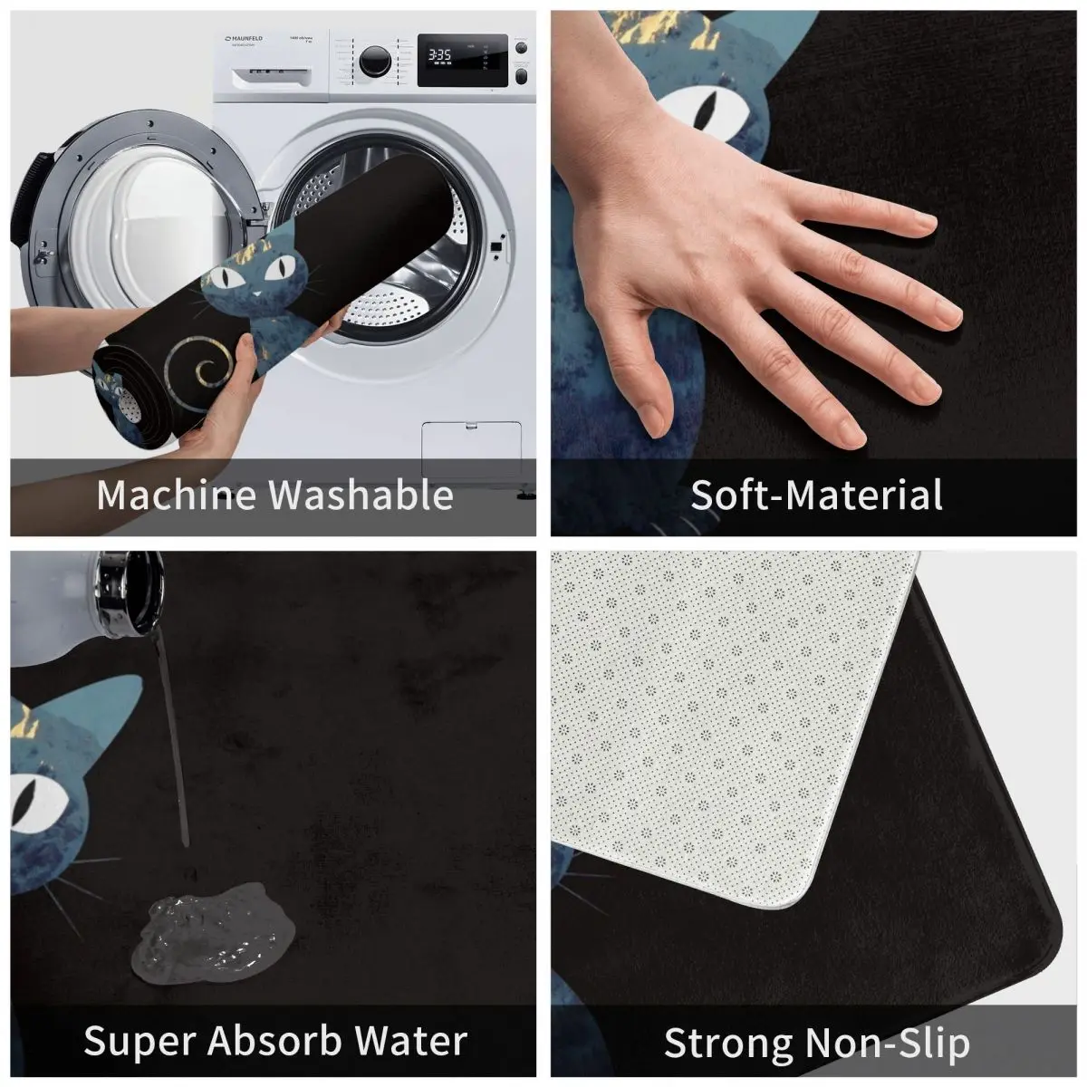 Ковер с надписью Hey Cute Cat говорит Hello милый ковер животными декор для прихожей