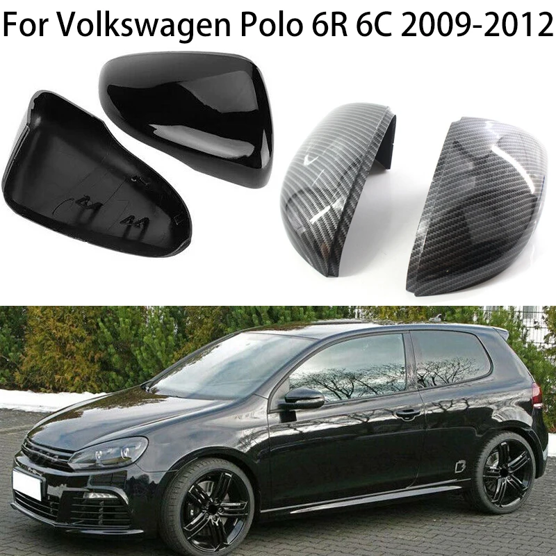 

Для VW Polo 6R 6C MK6 GTI GTR 2009-2017, без светильник, 2 шт., карбоновый вид, боковое крыло автомобиля, крышка зеркала заднего вида, Внешние детали