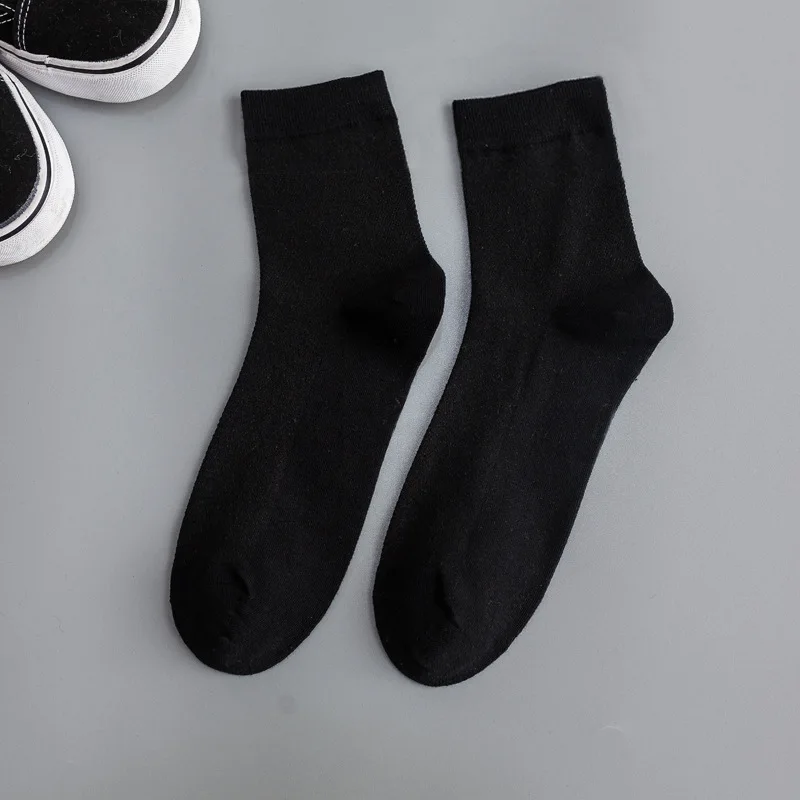 5 Pairs High Quanlity Breathable Thin Ice Sport Spring Summer Cotton Men Socks Middle Tube Solid Color Soft Touch Socks