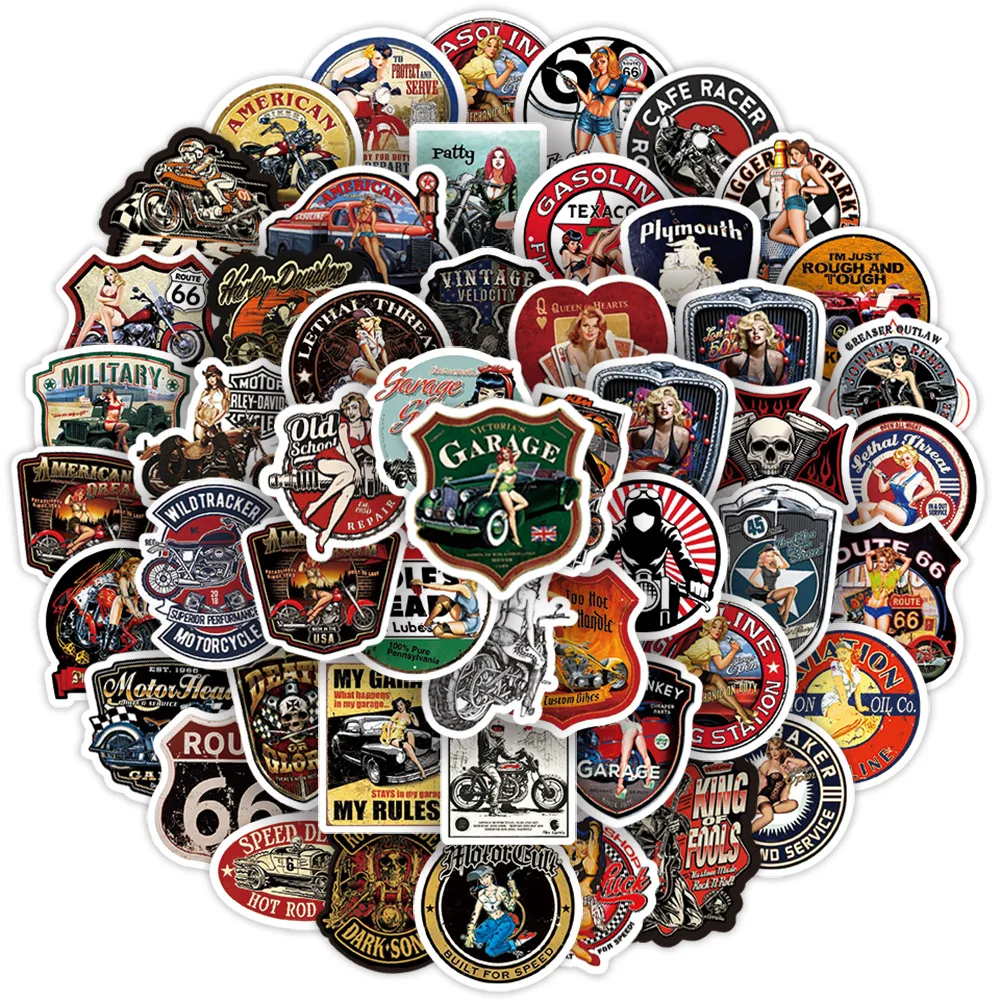 

Retro Vintage Car Stickers for Car Suitcase Skateboard Guitar Laptop Phone Notebook DIY Decor Waterproof Sticker Toys Gifts