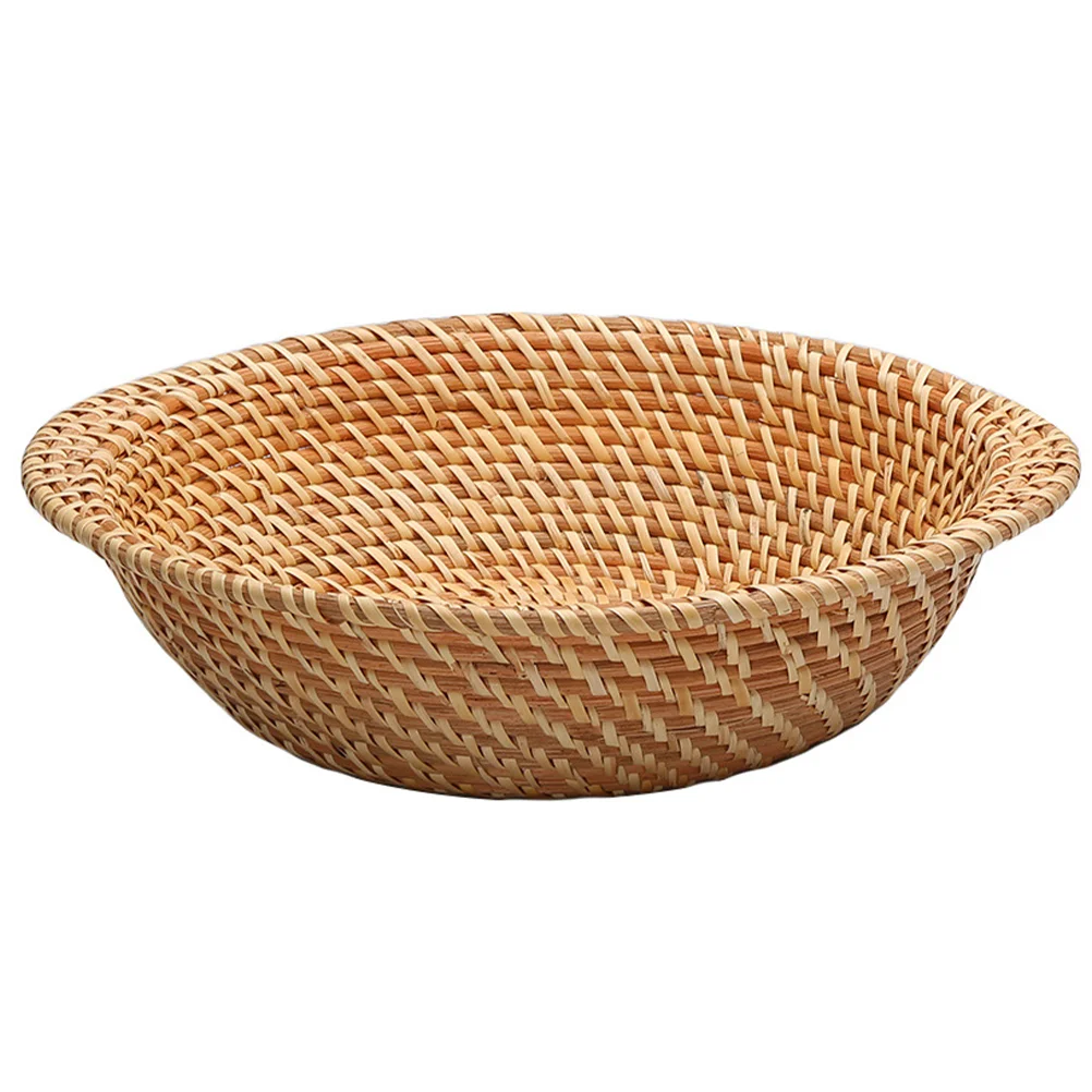 

Basket Wicker Fruit Storage Serving Tray Basketsbowl Bread Woven Candy Decorative Plate Snack Organizer Dried Container Picnic