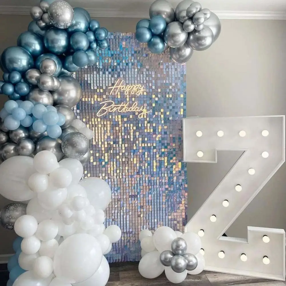 

4Pcs Foil Fringe Backdrop Curtain Sequin Metallic Hollow Cross Rectangle Self-adhesive Birthday Party Wedding Wall Door Decor