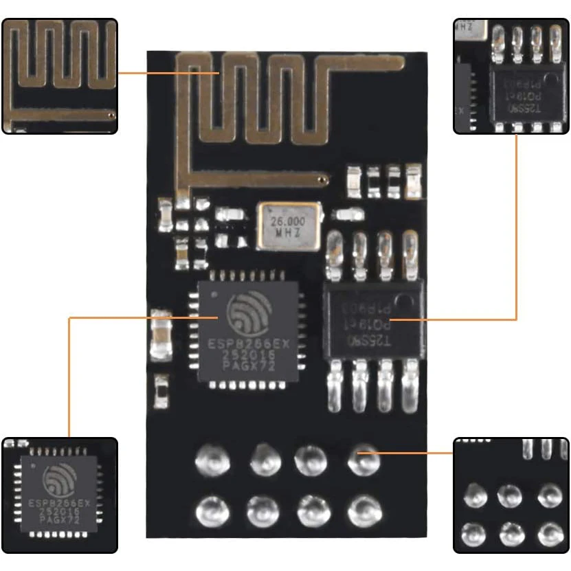ESP8266 ESP-01 Серийный беспроводной приемопередатчик WiFi модуль 1MB SPI Flash DC3.0-3.6V для Arduino