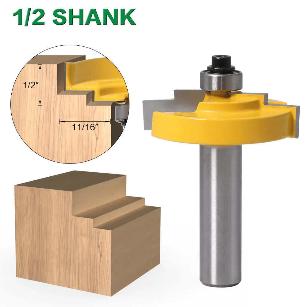 

1PC 8MM 1/2" 12.7MM Shank Milling Cutter Wood Carving Picture Frame Stepped Rabbet Molding Router Bit C3 Carbide Tipped Cutting