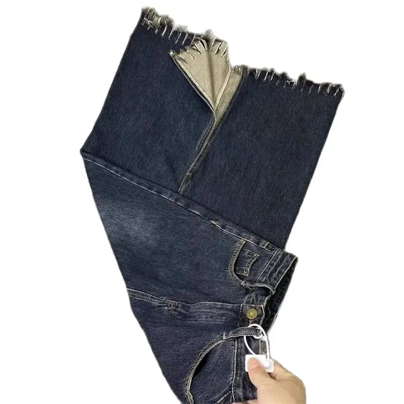 

Женская джинсовая юбка с завышенной талией, облегающая винтажная ковбойская юбка трапециевидной формы с разрезом, новинка осенне-зимнего сезона 2023